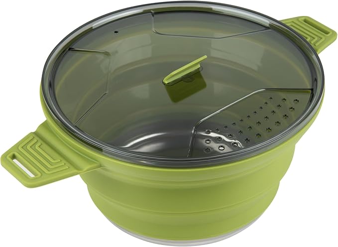 Restaurantware-Hi Tek 2.5 Liter Collapsible Camping Pot, 1 Portable Cook Pot - With Lid, Stainless