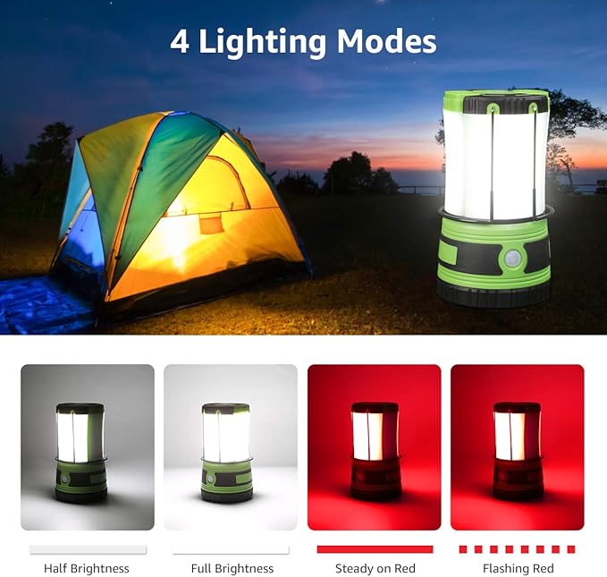 Lepro LED Camping Lantern Rechargeable or Battery Powered, 1000lm Camping Light with Detachable