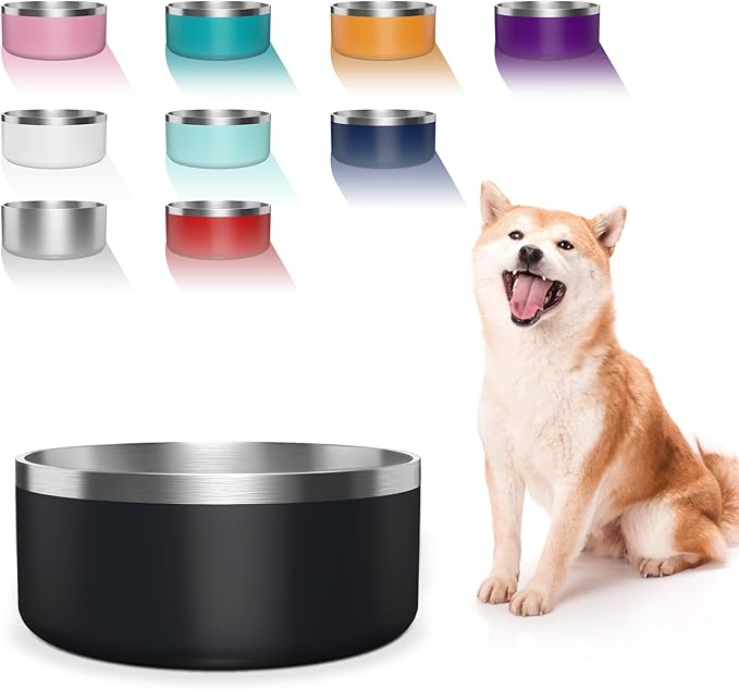 Dog Bowl, Stainless Steel Dog Food and Water Bowl with Non Slip Quiet Bottom, Easy to Clean