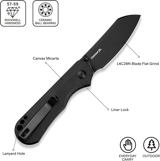 CIVIVI Crabby Pocket Knife, EDC Folding Knife for Men Women with Swedish 14C28N Blade Contoured