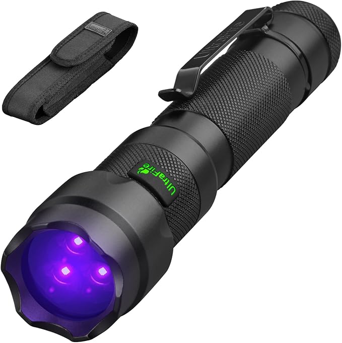 ULTRAFIRE 15W Rechargeable UV Flashlight - 365nm Blacklight Flashlight for Pet Urine