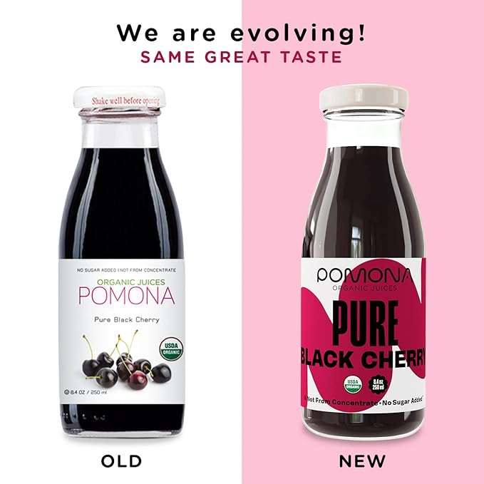 Pomona Organic Pure Black Cherry Juice, Cold Pressed Organic Juice, Non-GMO, No Sugar Added, Not