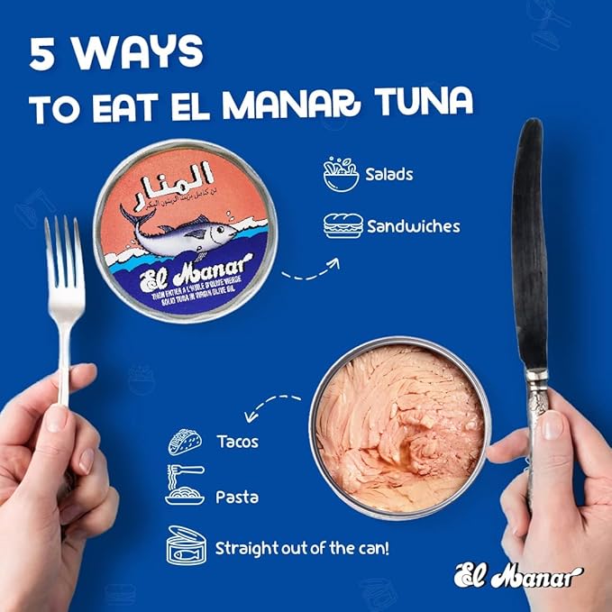 Solid Tuna in Virgin Olive Oil - Canned Tuna Fish in Cold Pressed Tunisian Olive Oil from El Manar