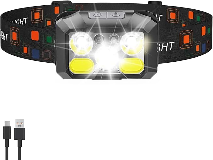 Headlamp Rechargeable LED, 400 Lumens with Red & White Light, 8 Modes, USB-C Charging, IPX4