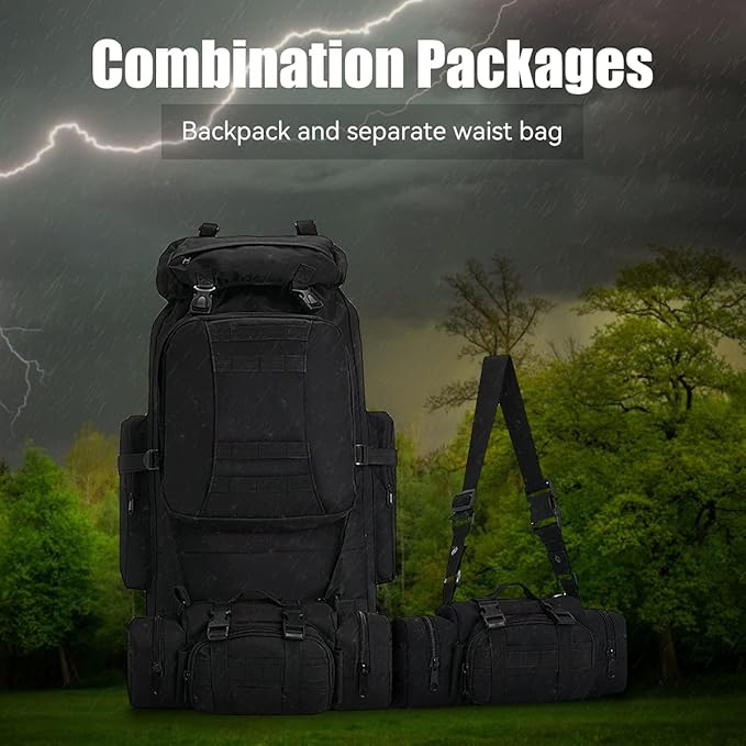 King'sGuard 100L Camping Hiking Backpack Molle Rucksack Military Camping Backpacking Daypack
