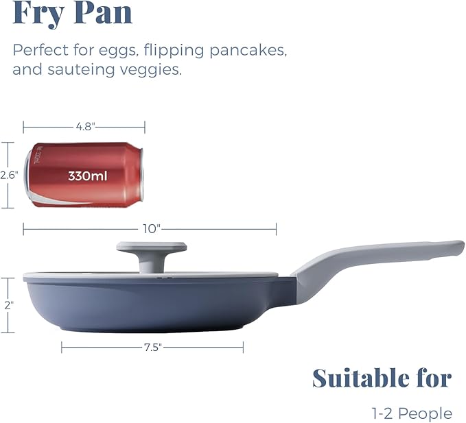 PRICUSIS Nonstick Ceramic Frying Pan with Lid, Non Toxic Skillet, Healthy Egg & Omelet & Chef's