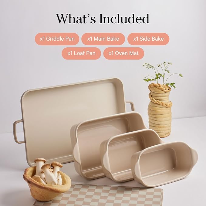 Our Place Bakeware Set | 5-Piece Nonstick, Toxin-Free, Ceramic, Cast Aluminum Set with Oven Pan