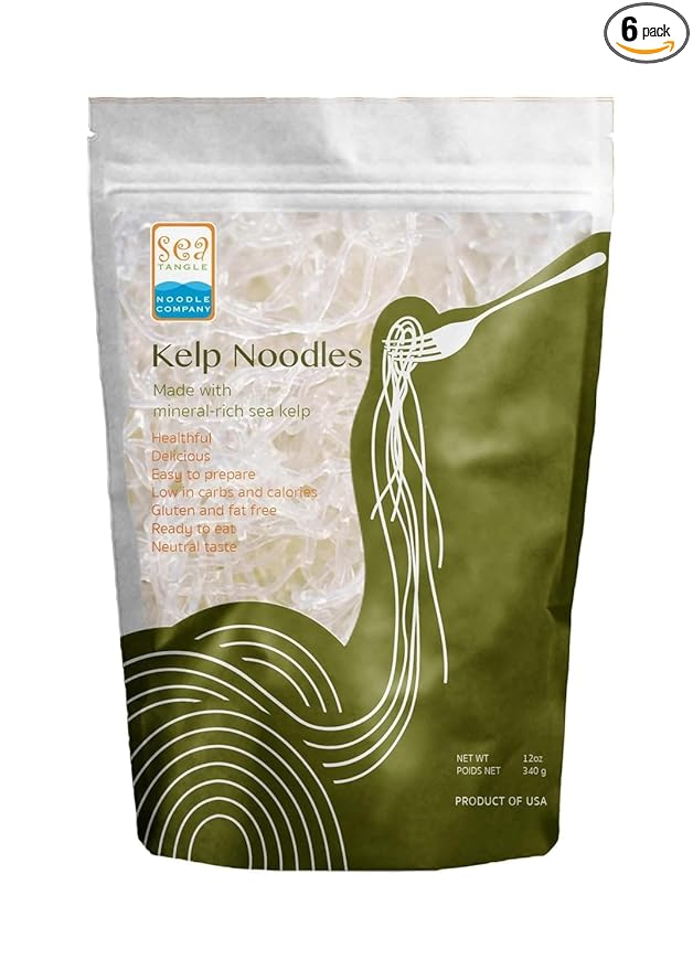 Sea Tangle Kelp Noodles (12oz) - 6 Pack - Low Calorie Asian Noodles for Healthy Noodle Dishes