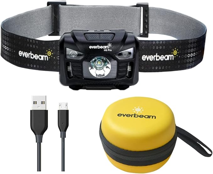 Everbeam H6 Pro LED Head Torch Headlamp, Motion Sensor Control, 650 Lumen Bright 20 Hours Runtime