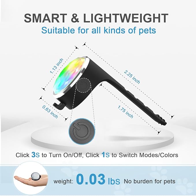 Tubasion 2-Pack Rechargeable Dog Collar Light, 2025 Best 7 Color Changing Light for Dog Collar with