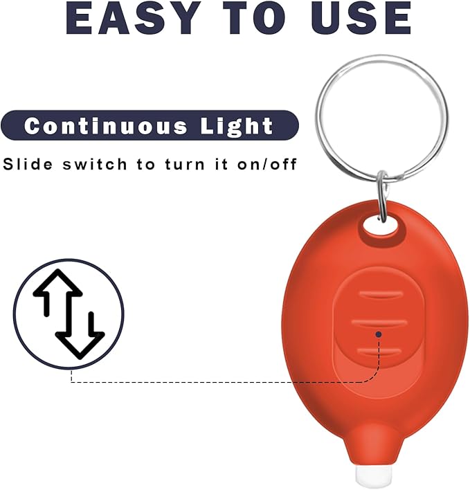 Mini LED Keychain Flashlight, 12 Lumen Orange Light, Portable Keyring Torch with Orange Shell