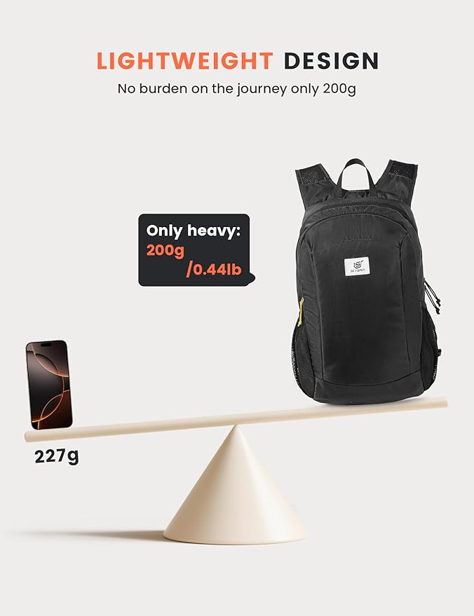 SKYSPER 16L Hiking Backpack Lightweight Small for Women Men, Foldable Packable Daypack - Travel