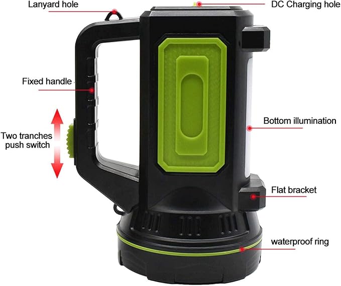 LED Searchlights Handheld Lantern, 13000LM 2 Modes USB Rechargeable LED Flashlights, High Power