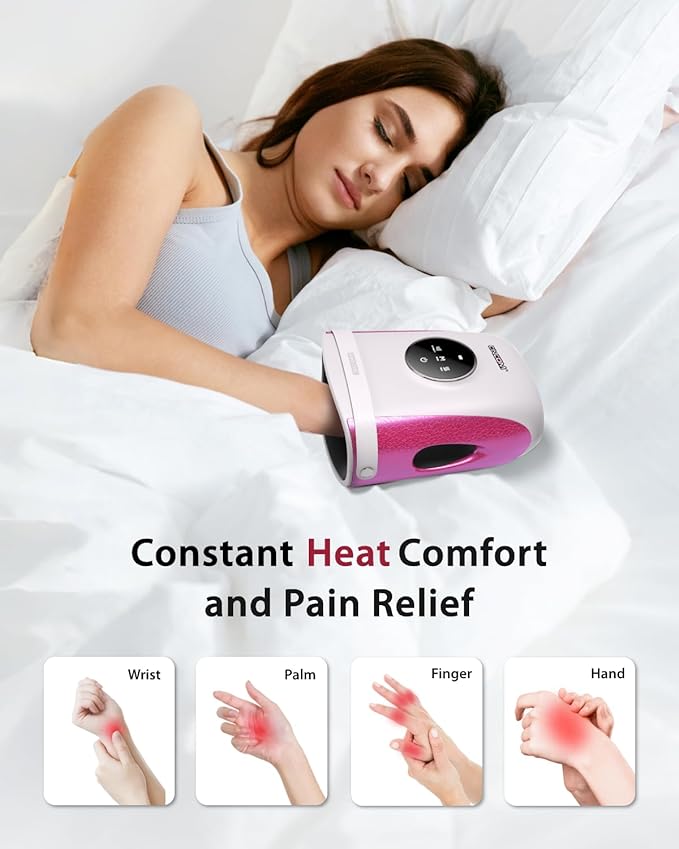 CINCOM Hand Massager with Heat and Compression, Finger and Palm Massage Machine for Pain Relief