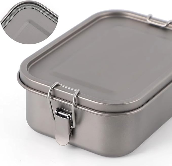 800ml Titanium Lunch Box with Leak-Proof Lid Camping Cookware Lightweight Outdoor Cooking Pan for