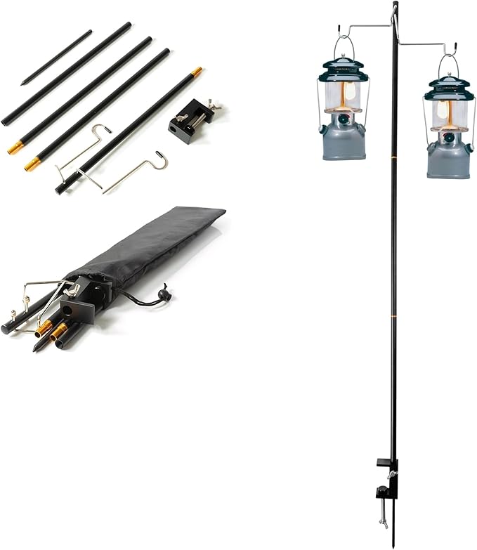 Phuma Camping Lantern Stand Hanging Pole for Portable Lamp - Folding Collapsible Outdoor Hanger