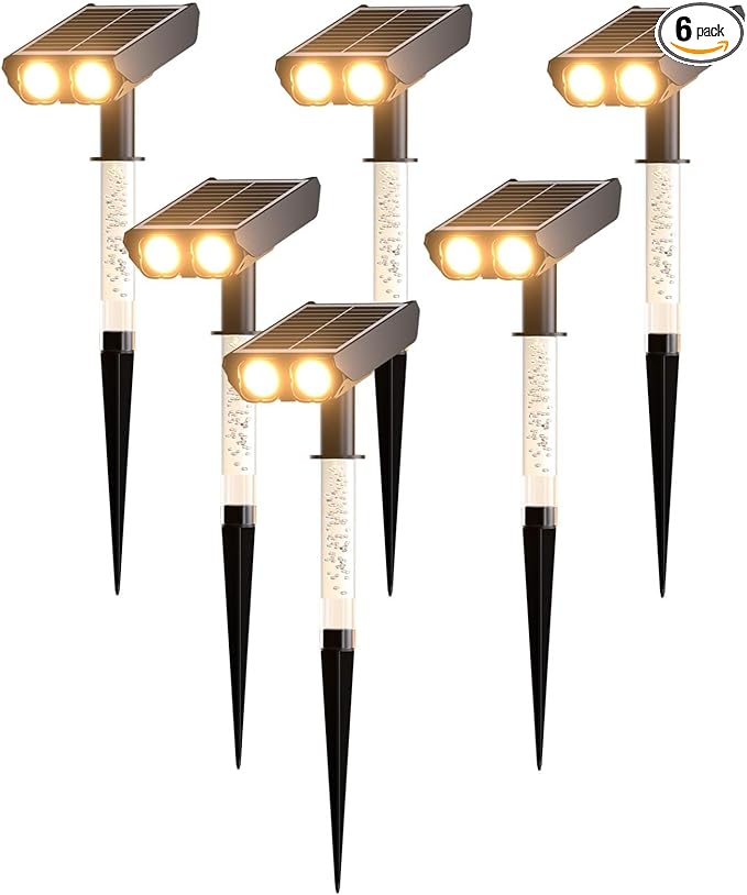 Solar Lights Outdoor Waterproof: 2 IN 1 Solar Spot Lights with 2 Lighting Modes & PC Light Guide