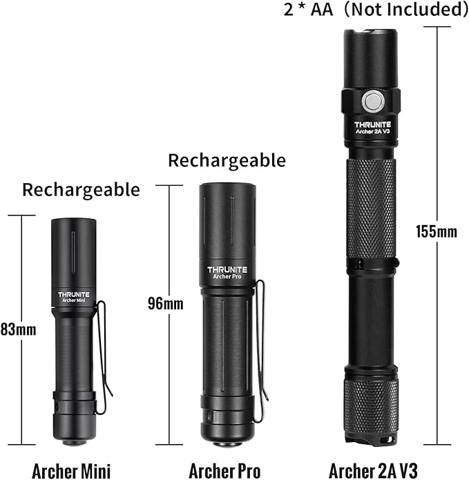 ThruNite LED Flashlight Neutral White, Archer 2A V3 450 Lumens Portable EDC AA Flashlight with