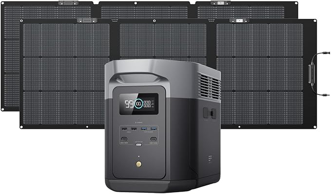EF ECOFLOW Solar Generator Delta 2 Max 2048Wh with 2x160W Solar Panel, 2400W Portable Power Station