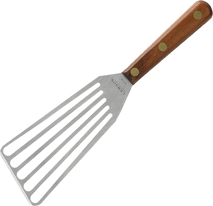 Lamson 3" x 6" Chef's Slotted Turner with Walnut Handle - Left-Hand