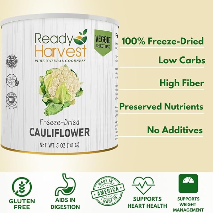 Ready Harvest Freeze Dried Food - Cauliflower | Emergency Food | Camping & Storage | #10 Can |