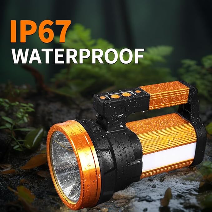 30600MAh Rechargeable Spotlight 2400LM Flashlight Long Lasting 100H Handheld Spotlight IP67