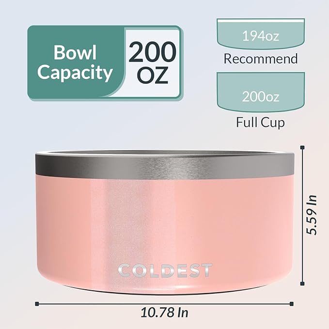 Coldest Dog Bowl - Anti Rust Metal, Non Slip, 3 Layers Insulated Stainless Steel Dog Bowls - Spill