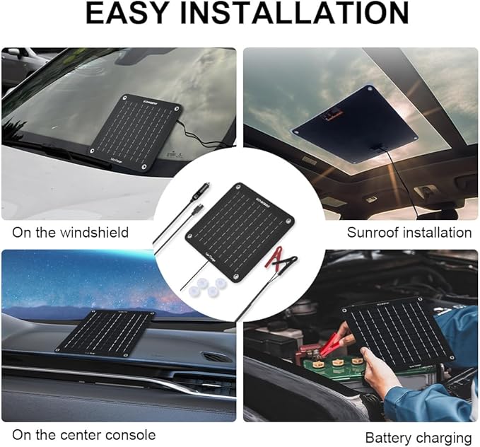 ECO-WORTHY 10W Solar Car Battery Charger Maintainer 12V Waterproof Portable Solar Trickle Charger