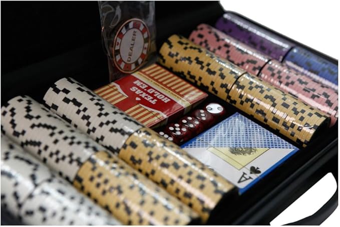 THUNDERBAY 13.5 Gram 300 Clay Composite Poker Chips Set with Aluminum Case, Two Decks of Playing
