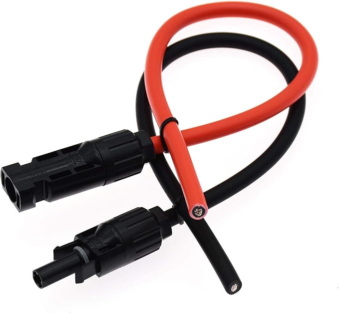 1 Pair Black + Red 10AWG(6mm²) Solar Panel Extension Cable Wire Connector Solar Adaptor Cable with