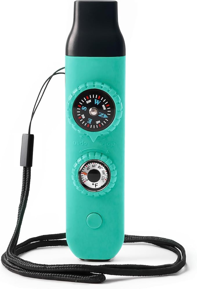 Emergency Survival Safety Whistle，Whistle for Kids with Lanyard,Compass,Thermometer,Ideal for