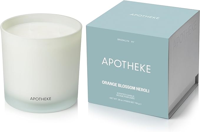 Apotheke 3-Wick Scented Candles for Home, Orange Bloom Neroli - 26 oz Soy Wax Jar Candle Gift for