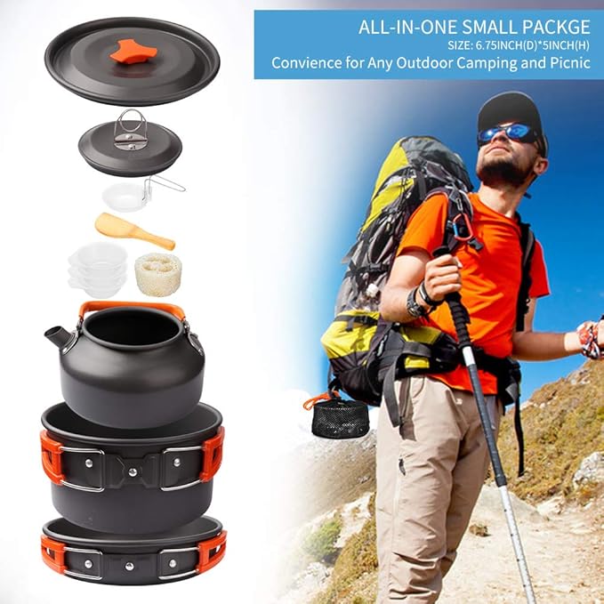 Gutsdoor Camping Cookware Set Camping Gear Campfire Utensils Non-Stick Cooking Equipment