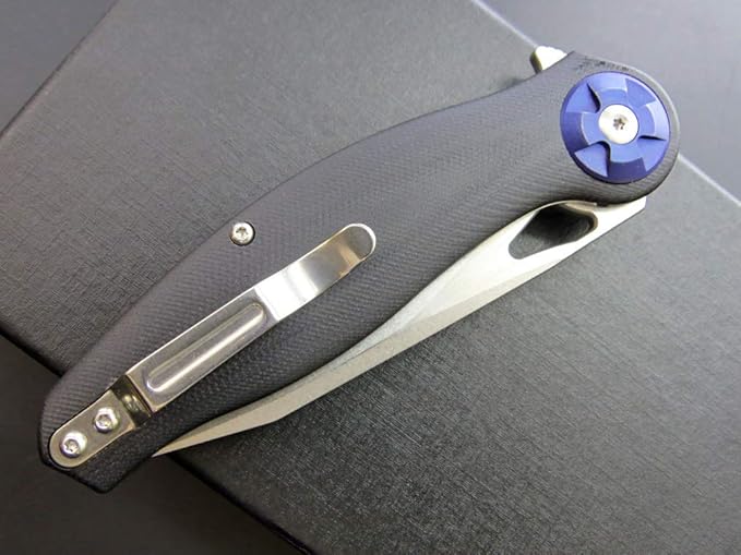 Eafengrow EF76 Folding Knife for Camping EDC Pocket Knife with G10 Handle & D2 Stone-washed Blade