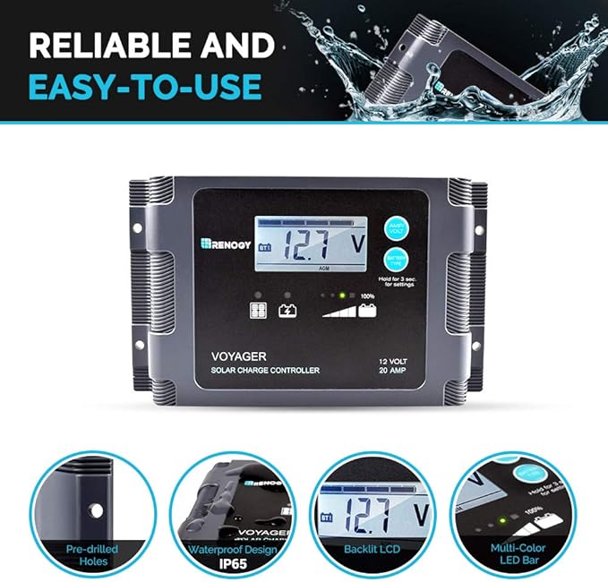 Renogy 200W 12V Portable Solar Panels Suitcase with Waterproof 20A Charge Controller, Foldable 200