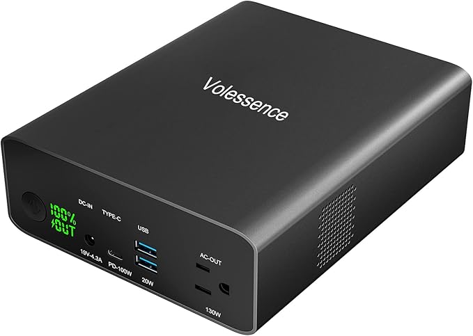 Portable Power Bank with AC Outlet 130W, Rechargeable Backup Lithium Polymer Battery Pack