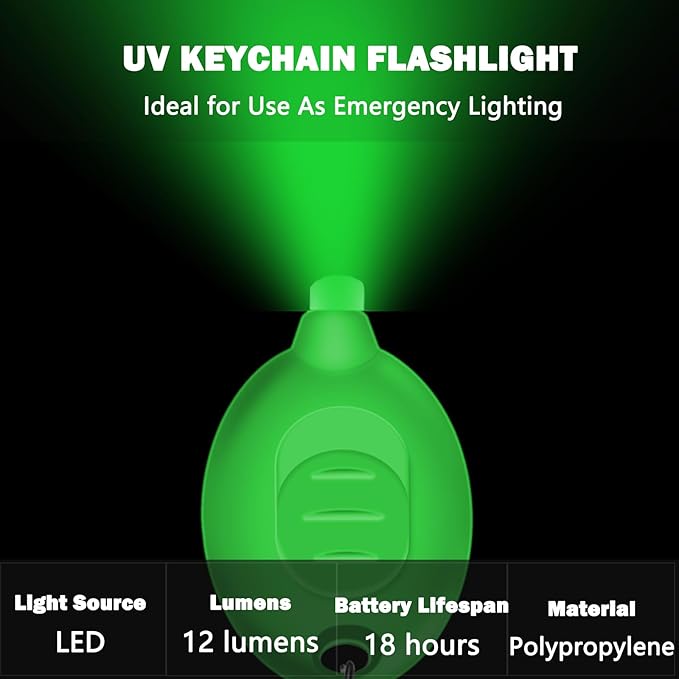 Mini LED Keychain Flashlight, 12 Lumen Ultra Bright Green Light, Portable Pocket Torch with Green