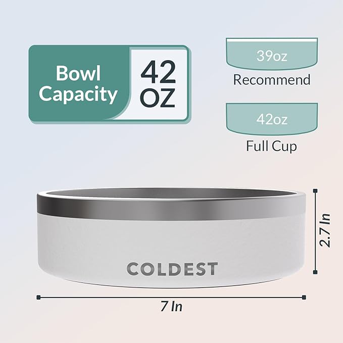 Coldest Dog Bowl - Anti Rust Metal, Non Slip, 3 Layers Insulated Stainless Steel Dog Bowls - Spill