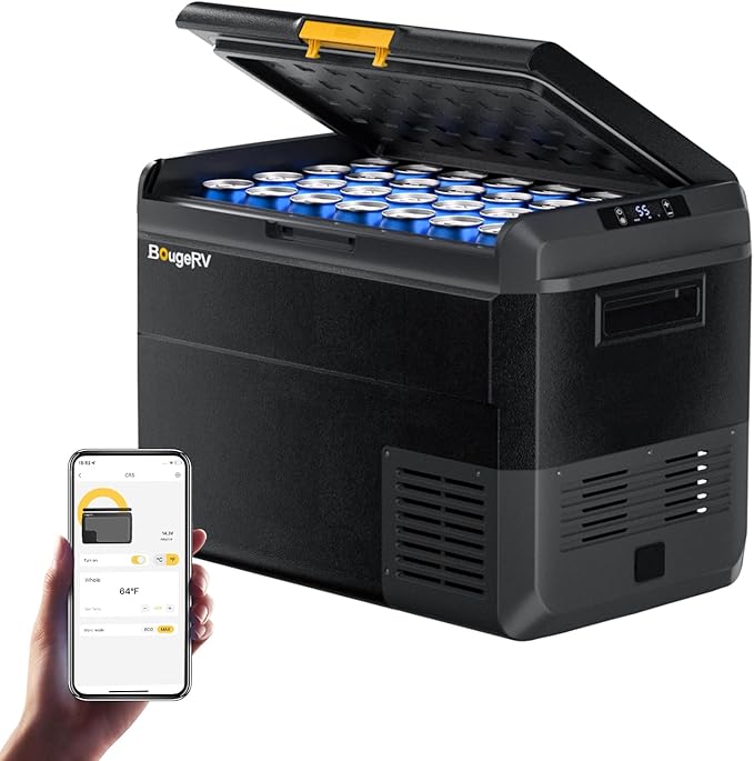 BougeRV 12 Volt Car Refrigerator, CRS 53 Quart Portable Fridge Freezer with APP Control, -4℉ to 68℉