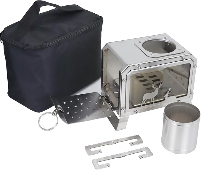 Portable Outdoor Camping Stove for Backpacking BBQ Hiking Picnic Cooking Stainless Steel Fire