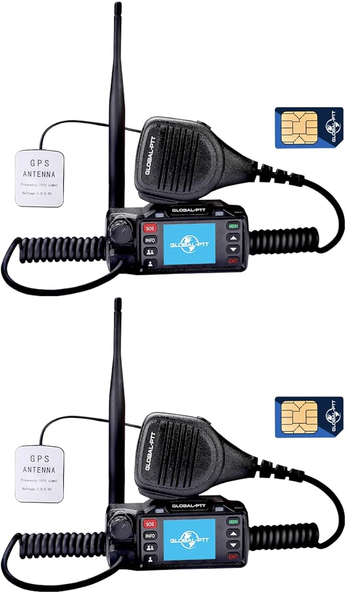 2-Pack Push-to-Talk Over Cellular (PoC) Mobile Radios with GPS SOS - 4G LTE Nationwide PTT