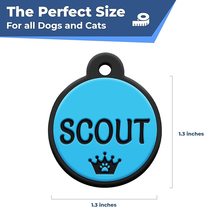 GoTags Silicone Dog Tags, Soundless Pet Tag, Personalized Silent Tag Engraved for Pets with Cute