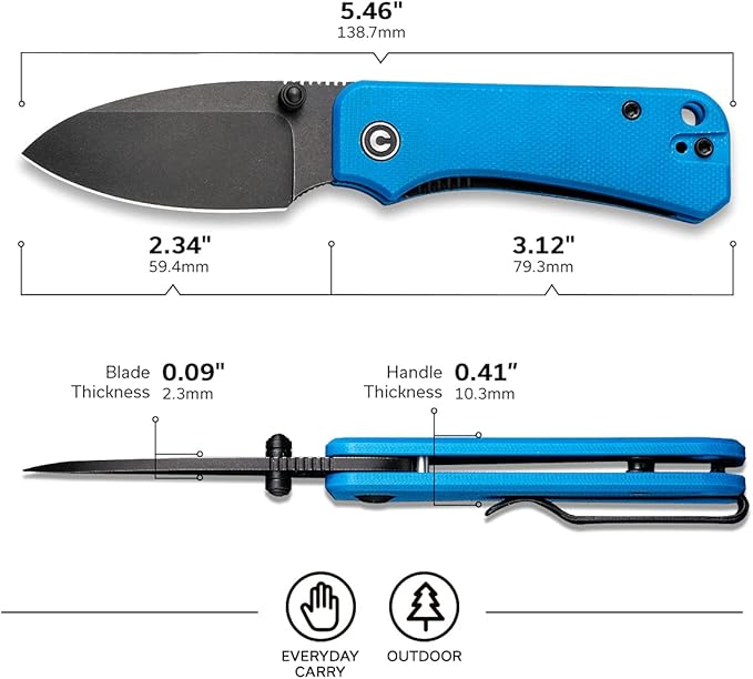 CIVIVI Baby Banter Pocket Folding Knife for EDC, 2.34" Blade Small Knife with Titanium Thumb Stud