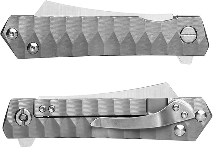 Titanium Custom Pocket Folding Knife Razor Blade Ball Bearing System with TC4 Titanium Lightweight