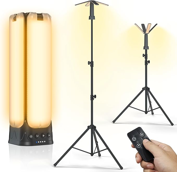 Camping Lights with Remote & Stand 8.2 Ft,14000 mAh Rechargeable Camping Lantern Tent Light, 6000