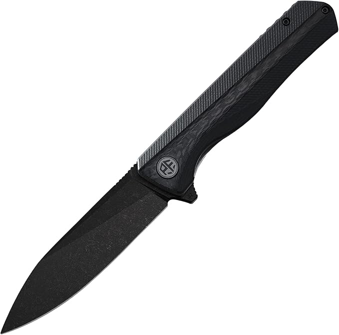 Petrified fish PF818,3.54" D2 Blade,104g G10 Handle Flipper Folding knife (Carbon fiber with G10