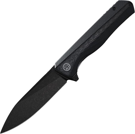 Petrified fish PF818,3.54" D2 Blade,104g G10 Handle Flipper Folding knife (Carbon fiber with G10