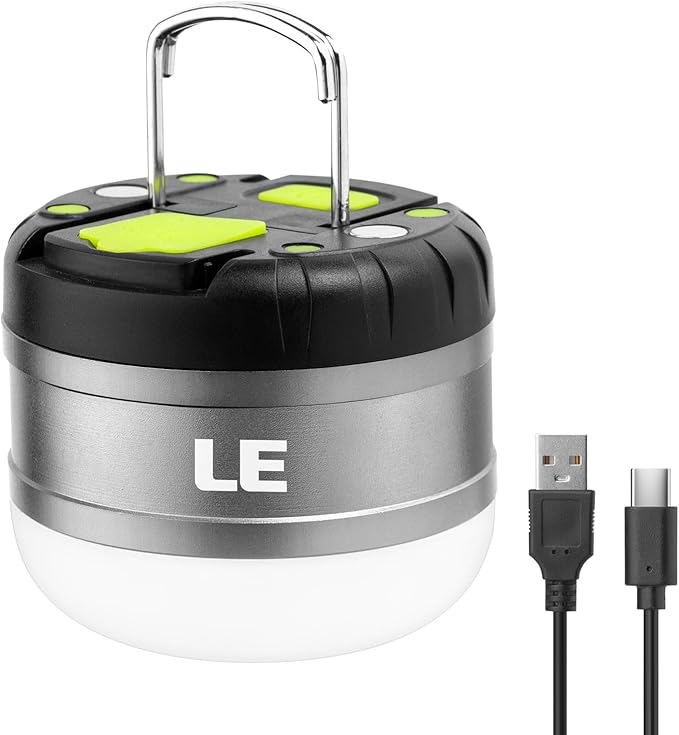 LE LED Camping Lantern Rechargeable, 310LM, 5 Light Modes, Power Bank, Waterproof, Mini Flashlight
