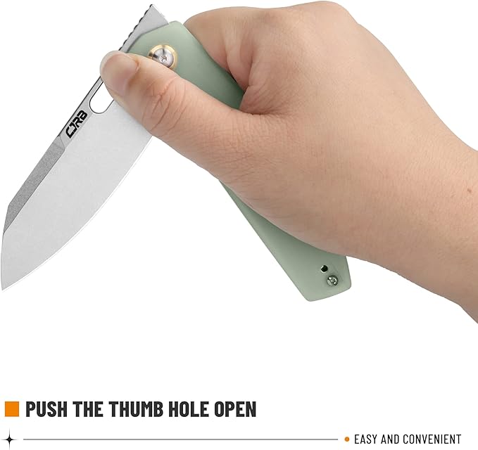 CJRB Pocket EDC Knife - Ekko(J1929) Small Folding Knife AR-RPM9 Steel Blade and Natural Green G10