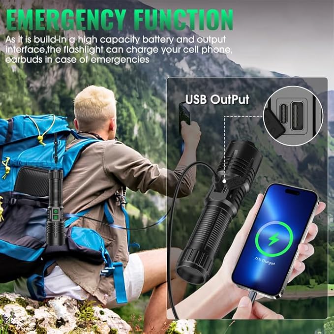 AdamStar UV&High Lumens Flashlight Rechargeable, 2-in-1 Powerful Blacklight LED Flashlight Tactical